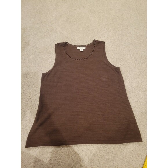 Coldwater Creek Cardigan Sweater Set W/Tank Brown Sequin 3/4 Sleeve Women's Lg - Picture 4 of 12